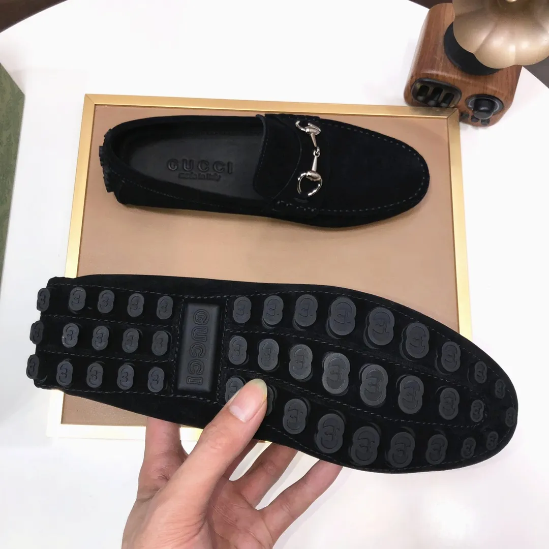 Men's Men's Shoes💰420💰[Gucci GUCCI] (High-end Niuli) New 🍀Gucci*-Gucci Peas Shoes! Made of imported original cowhide, the inner top layer is comfortable cowhide lining! Original wear-resistant rubber outsole! High quality products! Code number 38-44!